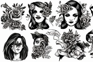 Cool girl playing bass tattoo idea