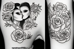 Lesbian kissing tattoo idea