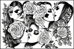 Lesbian kissing tattoo idea