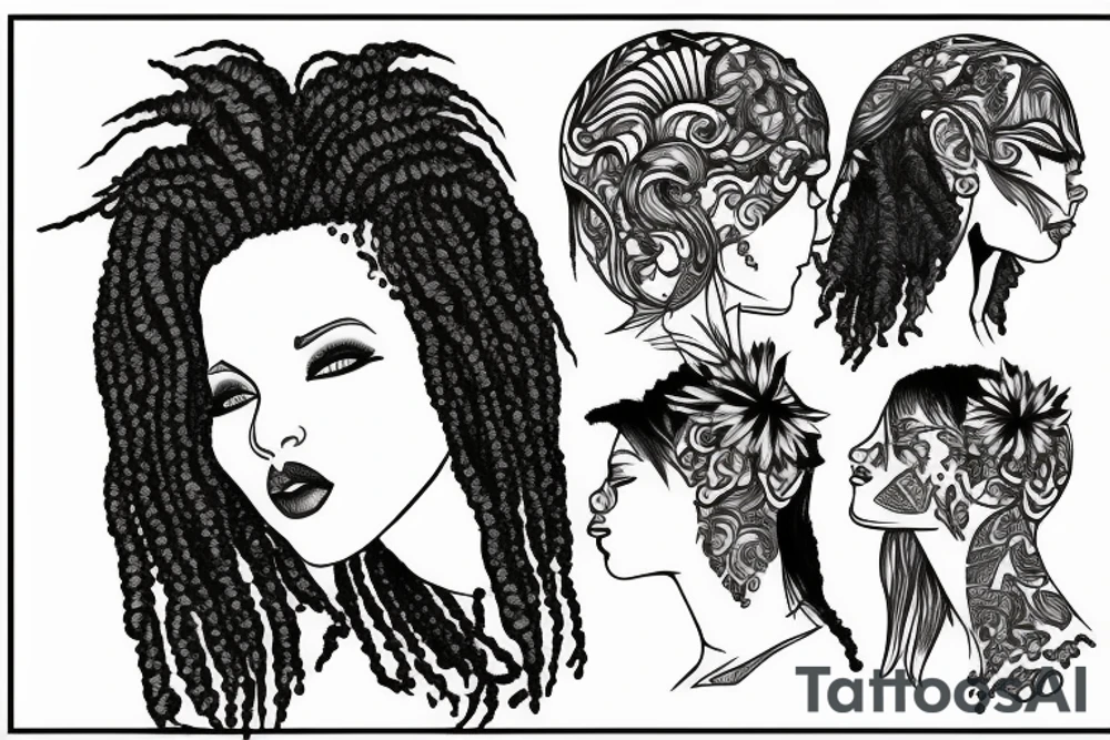 Lesbian with locs kissing tattoo idea
