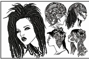 Lesbian with locs kissing tattoo idea