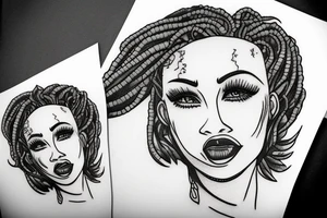 Lesbian with locs kissing tattoo idea
