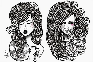 Lesbian with locs kissing tattoo idea