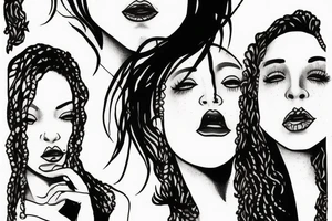 Lesbian with locs kissing tattoo idea