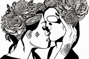 Lesbian with locs kissing tattoo idea