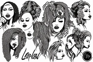 Lesbian with locs kissing tattoo idea
