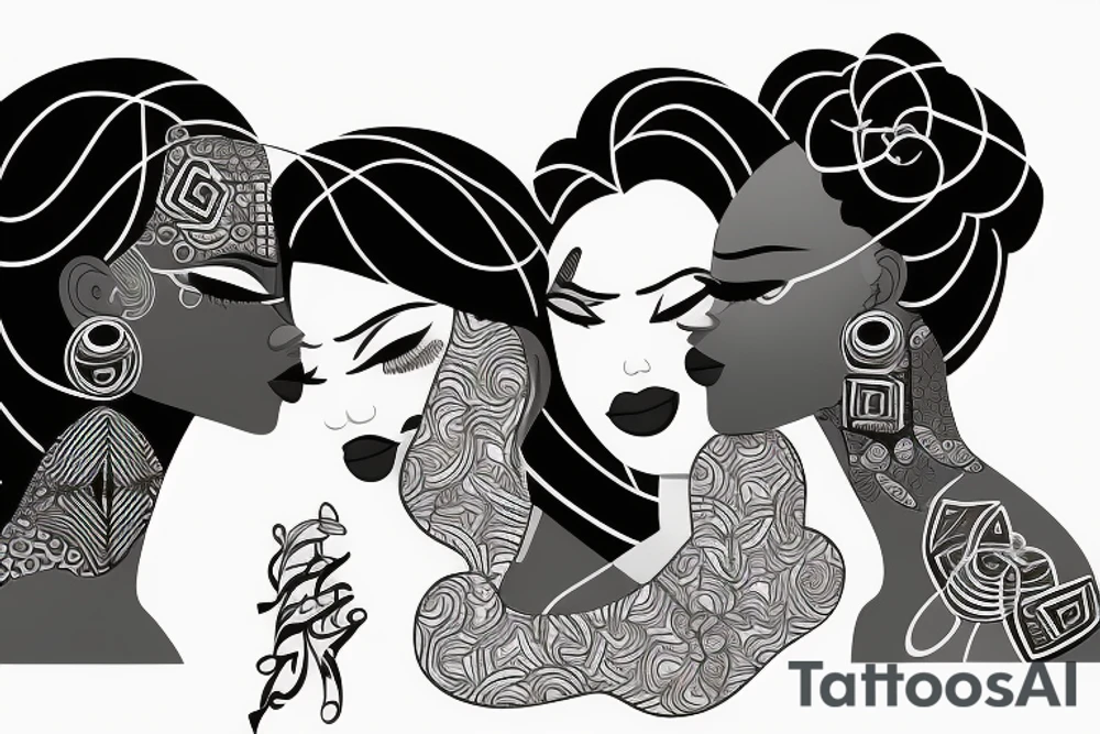 African girls kissing each other tattoo idea