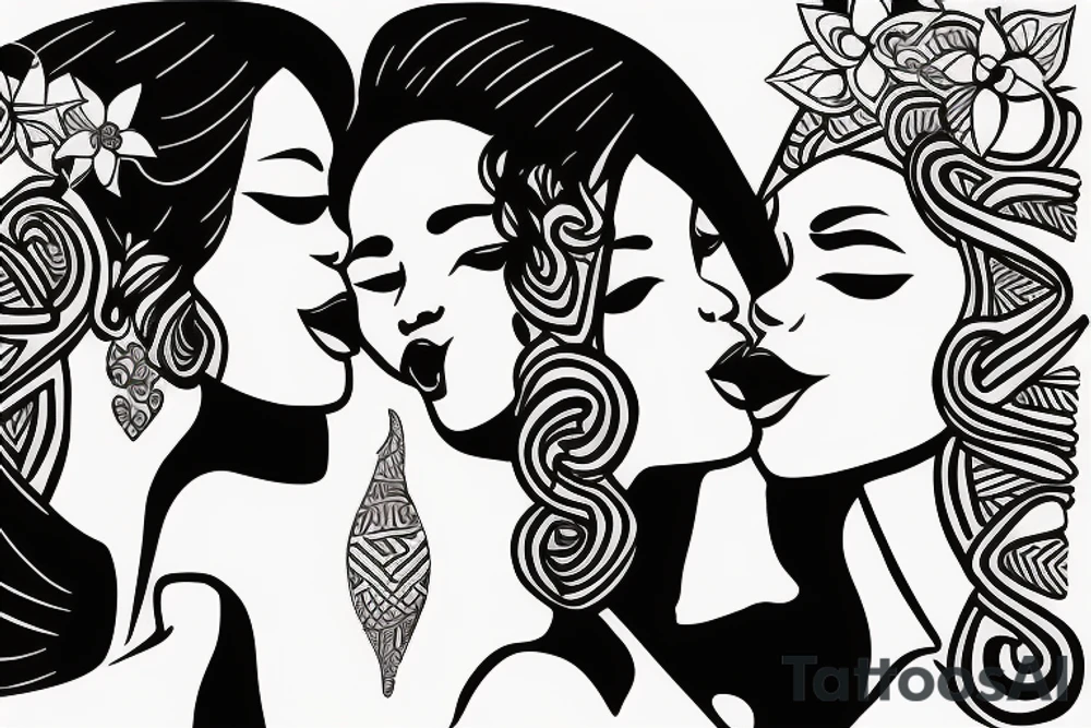 African girls kissing each other tattoo idea