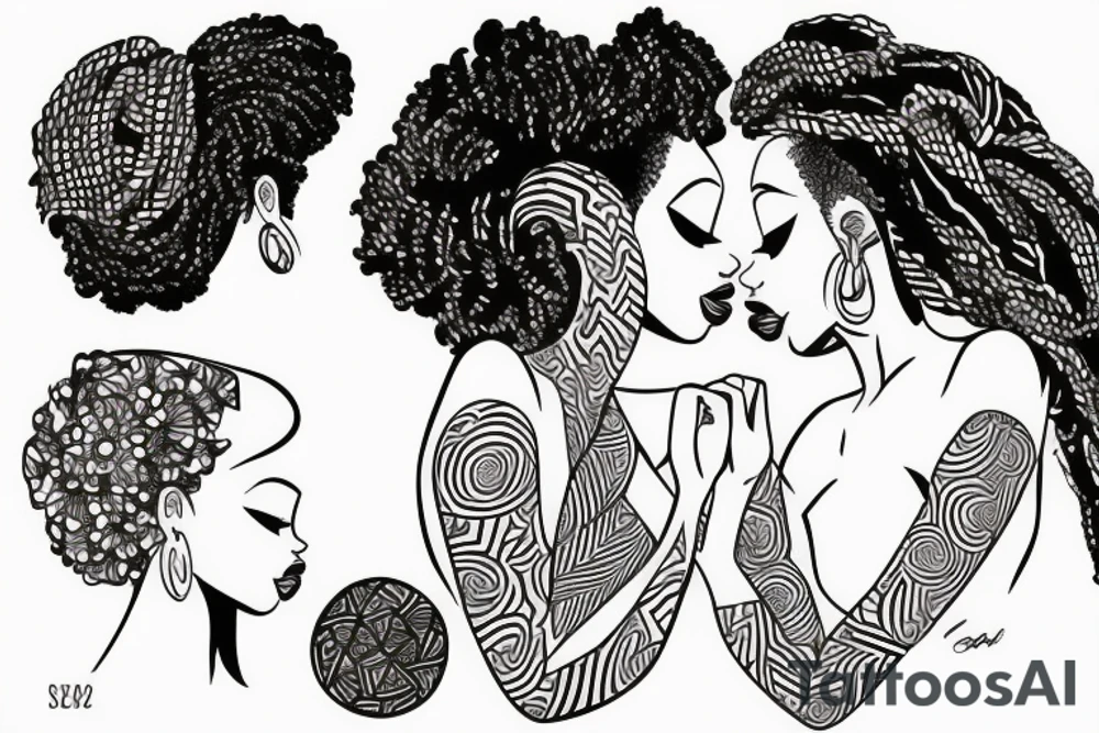 African girls kissing each other tattoo idea