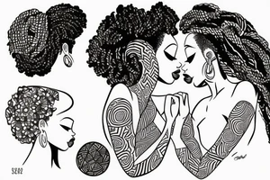 African girls kissing each other tattoo idea