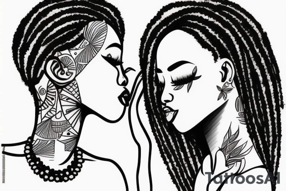 African girls kissing each other tattoo idea