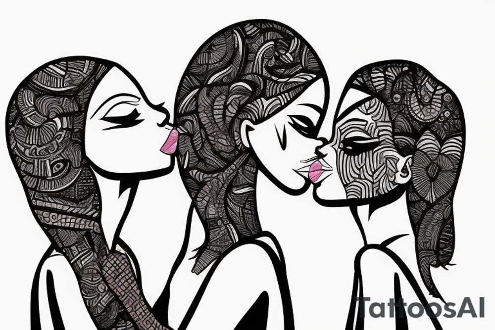 African girls kissing each other tattoo idea