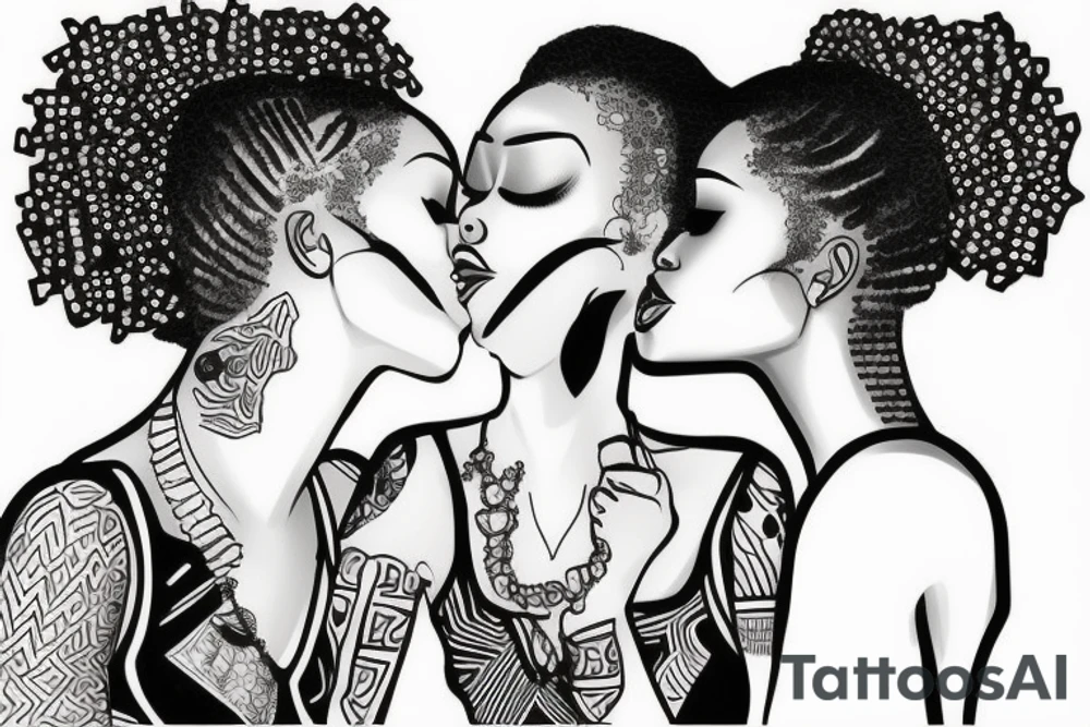 African girls kissing each other tattoo idea