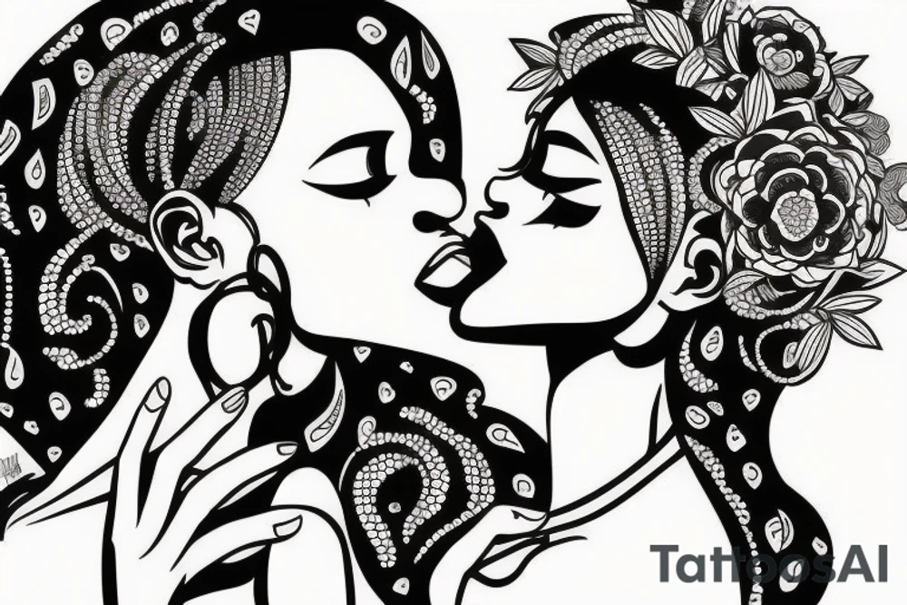African girls kissing each other tattoo idea
