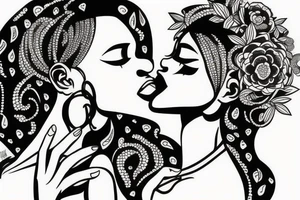 African girls kissing each other tattoo idea