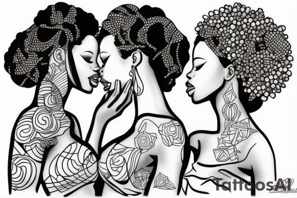 African girls kissing each other tattoo idea