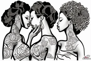 African girls kissing each other tattoo idea