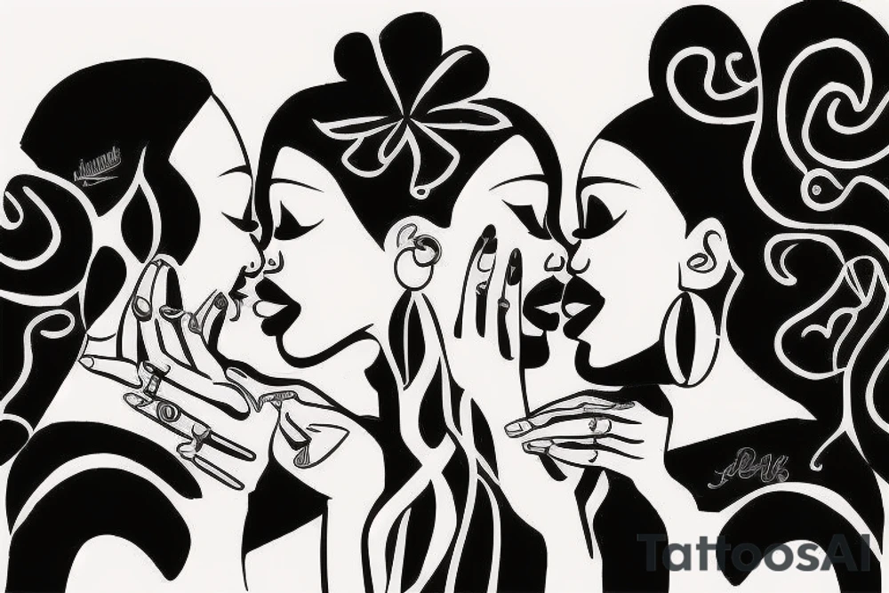 African girls kissing each other tattoo idea