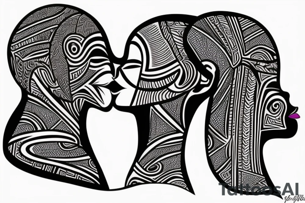 African girls kissing each other tattoo idea
