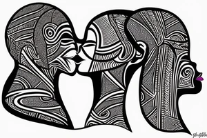 African girls kissing each other tattoo idea