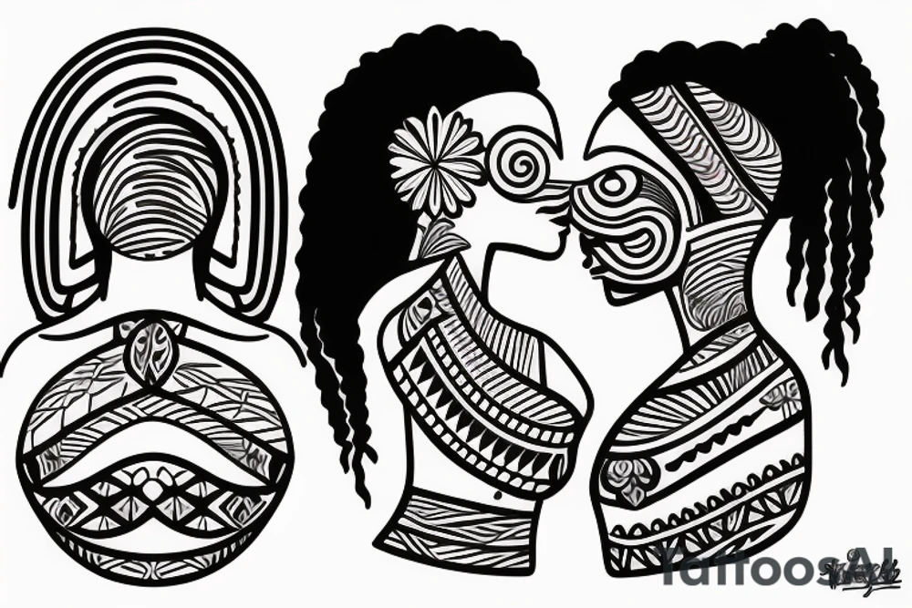 African girls kissing each other tattoo idea