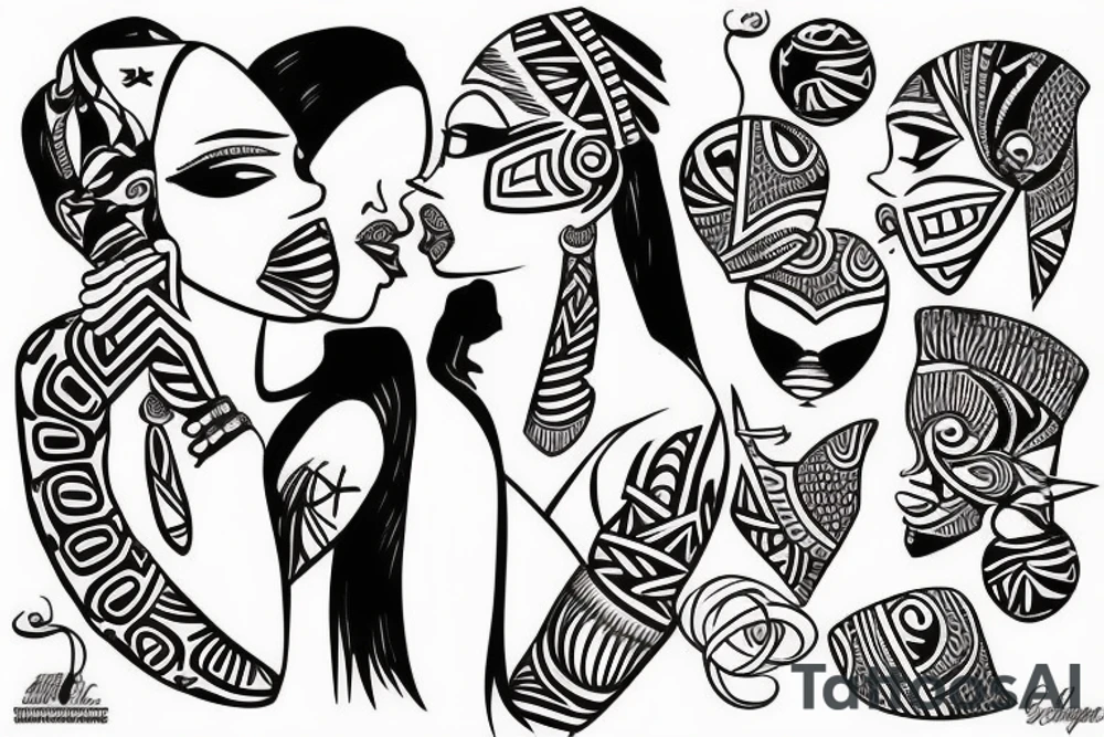 African girls kissing each other tattoo idea