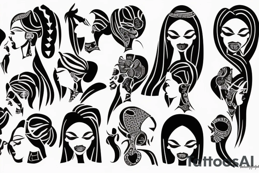 African girls kissing each other tattoo idea