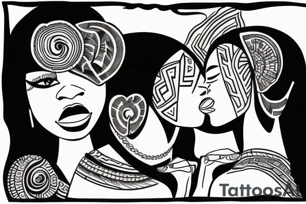 African girls kissing each other tattoo idea
