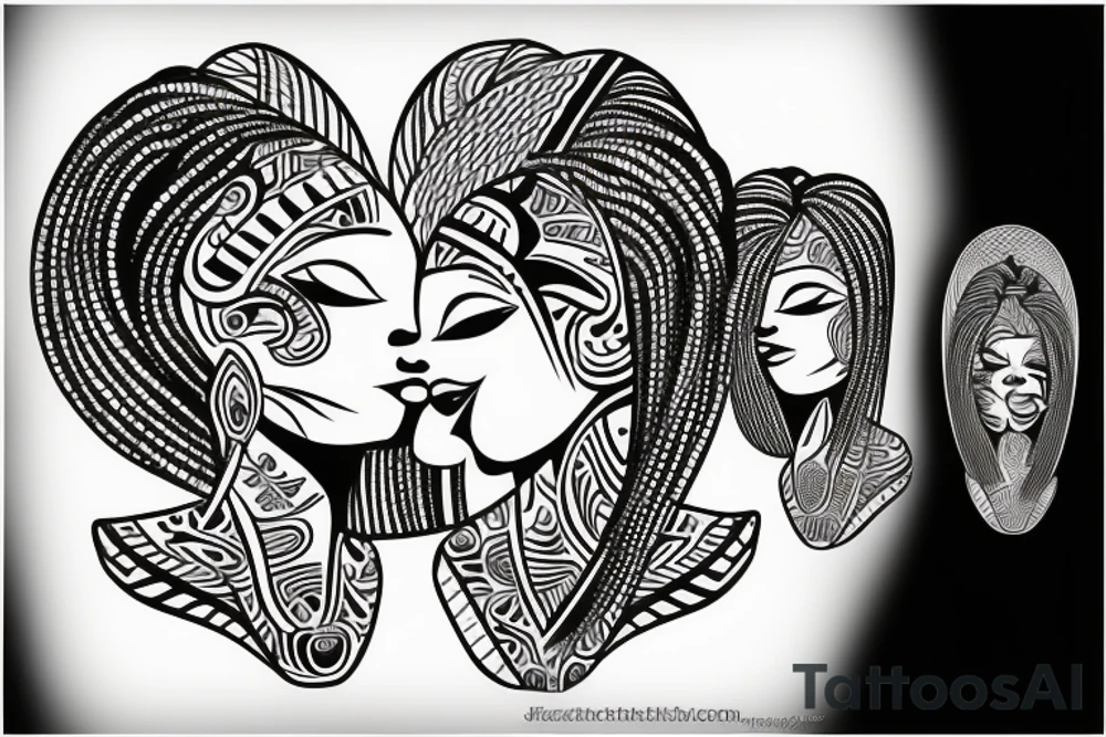 African girls kissing each other tattoo idea