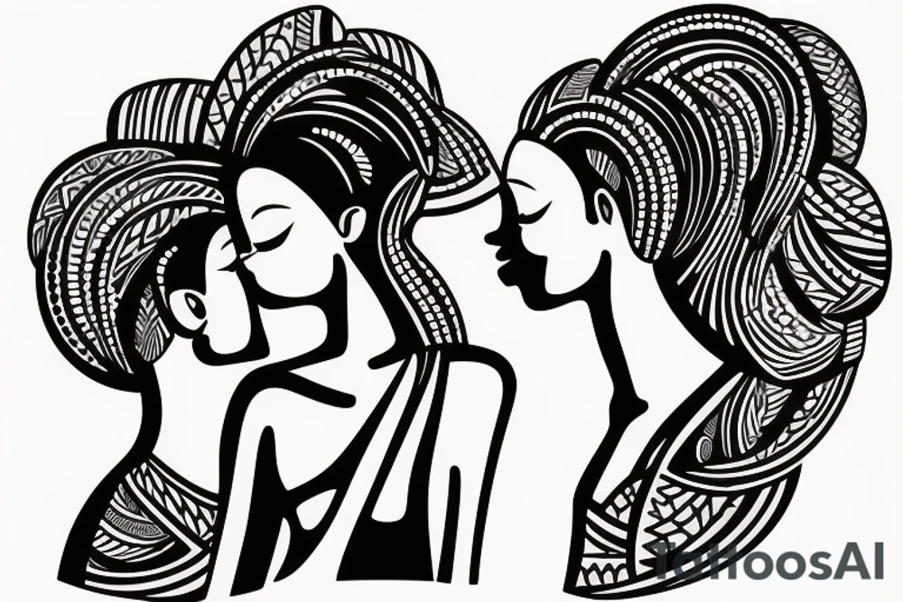 African girls kissing each other tattoo idea