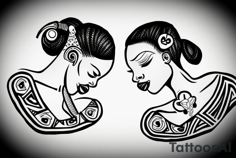 African girls kissing each other tattoo idea