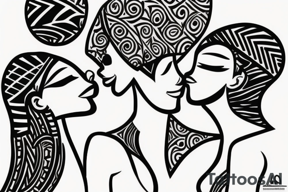 African girls kissing each other tattoo idea