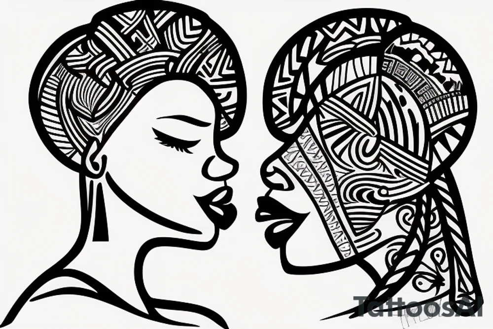African girls kissing each other tattoo idea
