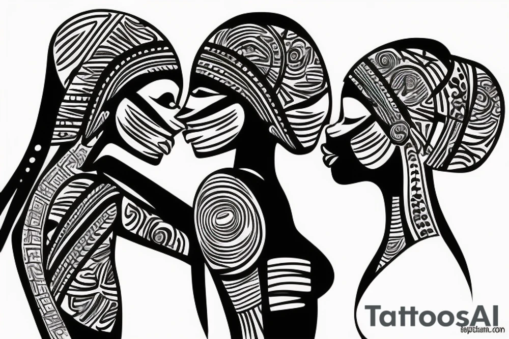 African girls kissing each other tattoo idea
