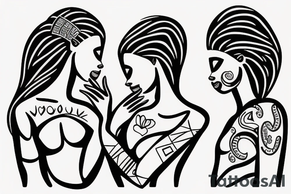 African girls kissing each other tattoo idea