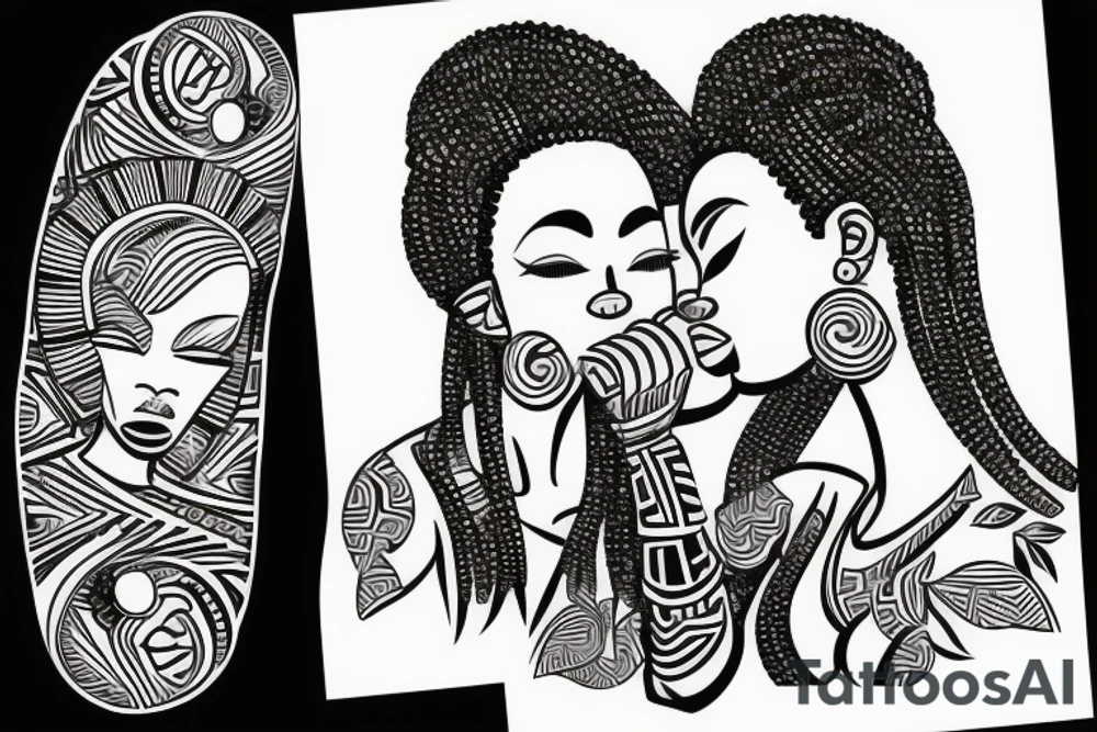 African girls kissing each other tattoo idea