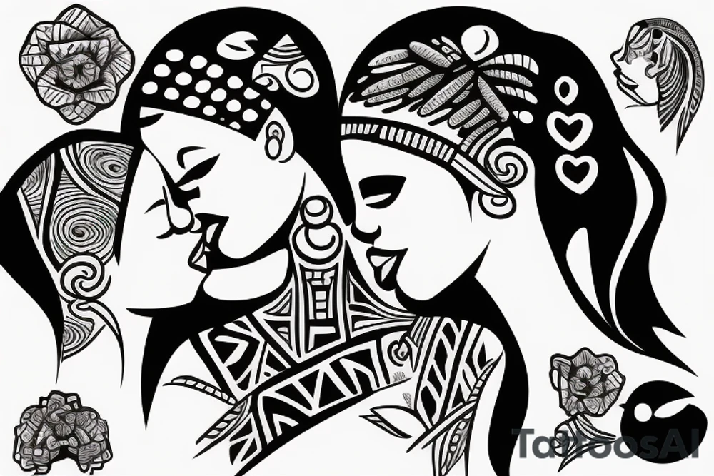 African girls kissing each other tattoo idea