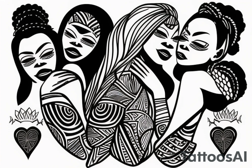 African girls kissing each other tattoo idea