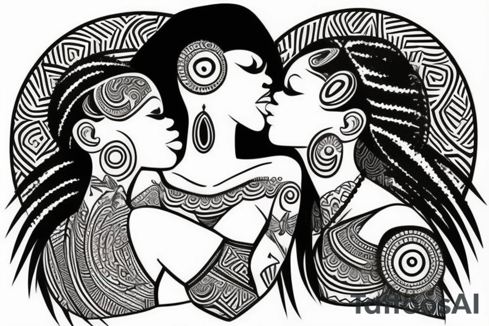 African girls kissing each other tattoo idea