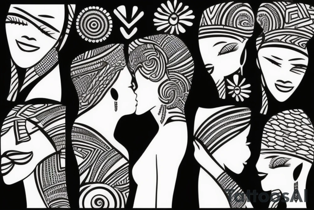 African girls kissing each other tattoo idea