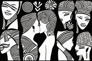 African girls kissing each other tattoo idea