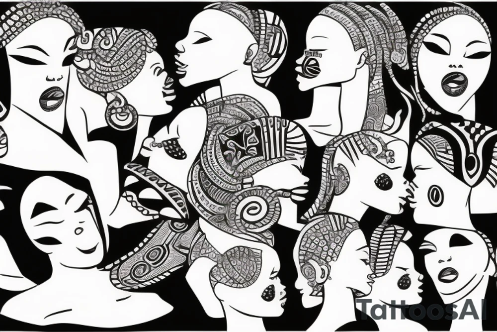 African girls kissing each other tattoo idea