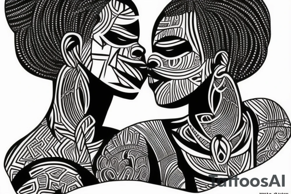African girls kissing each other tattoo idea