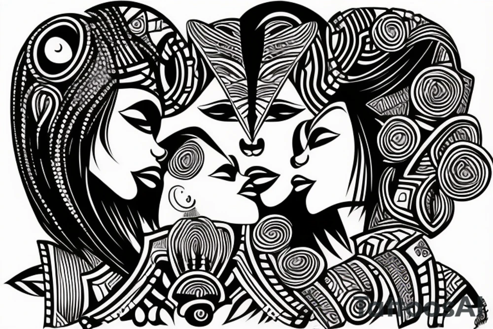 African girls kissing each other tattoo idea
