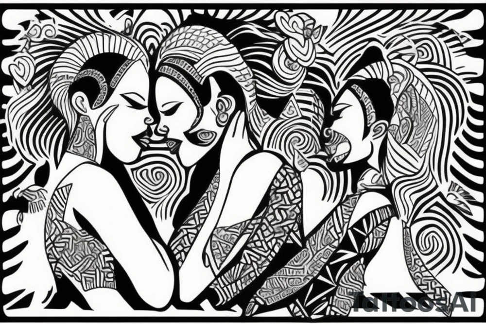 African girls kissing each other tattoo idea