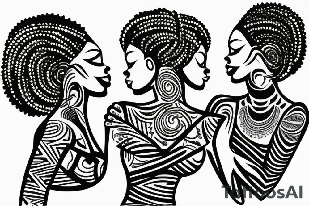 African girls kissing each other tattoo idea