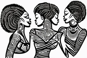 African girls kissing each other tattoo idea