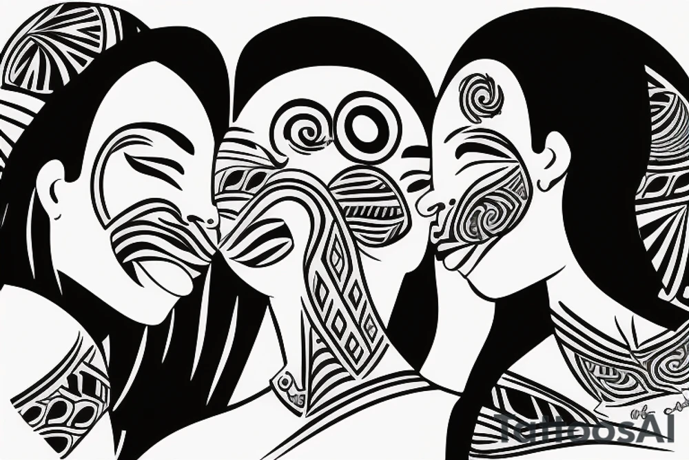 African girls kissing each other tattoo idea