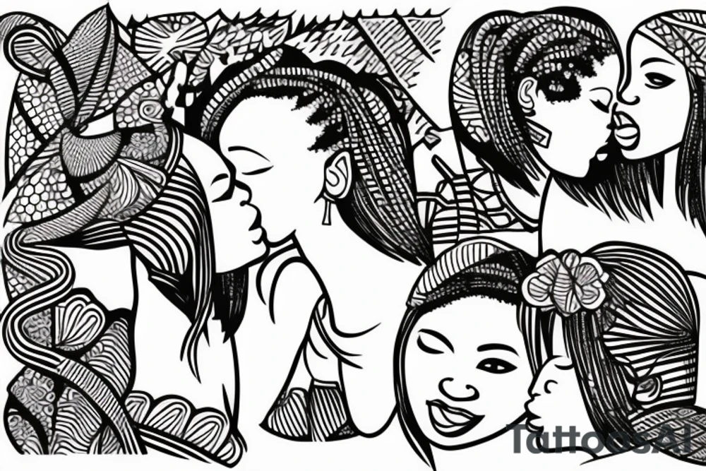 African girls kissing each other tattoo idea
