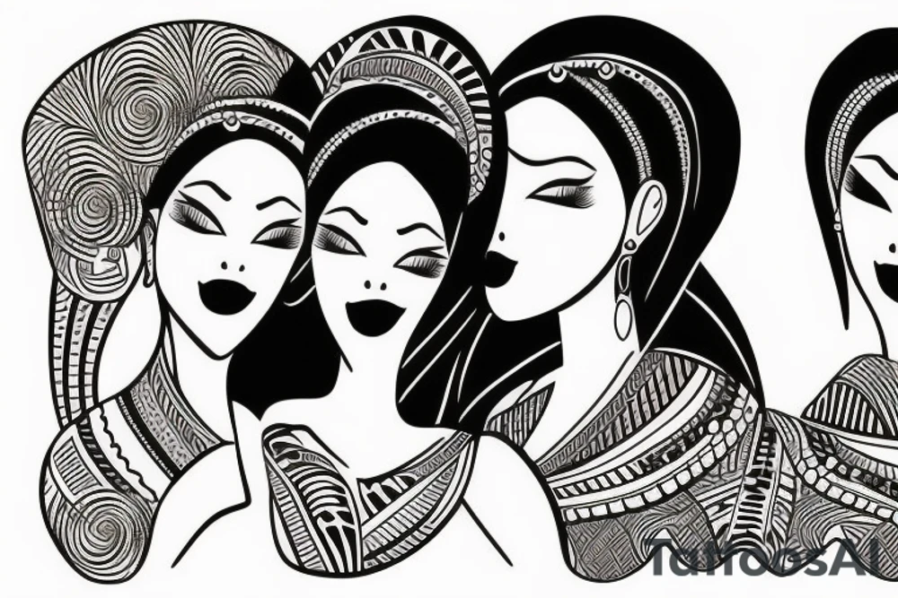 African girls kissing each other tattoo idea